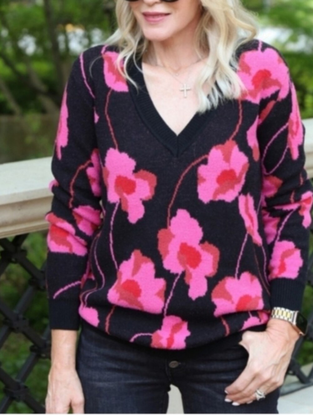Cabi Rocco Poppy Floral Pullover Sweater Dark Romantic, Whimsigoth, Indie Sleaze